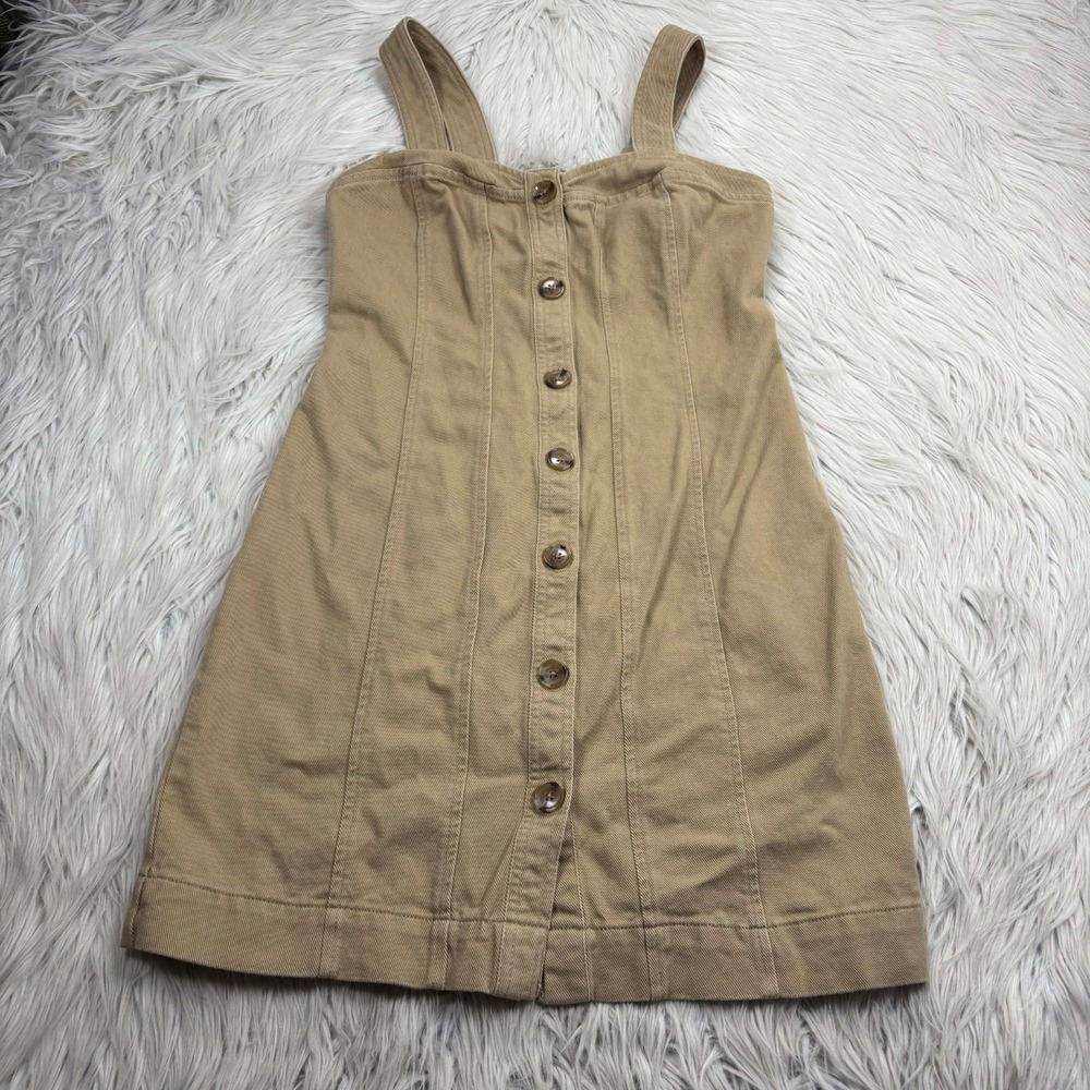 Banana Republic Women's 0 Tan Beige Seamed Mini Dress Safari Preppy Equestrian